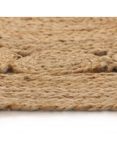 Tappeto in Juta Intrecciata con Design 90 cm Rotondo 2