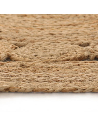 Tappeto in Juta Intrecciata con Design 90 cm Rotondo