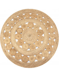 Tappeto in Juta con Design Intrecciato 120 cm Rotondo