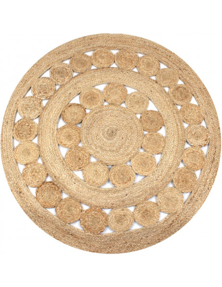 Tappeto in Juta con Design Intrecciato 120 cm Rotondo