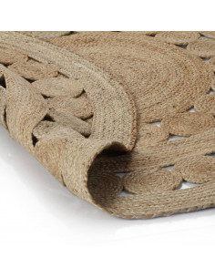 Tappeto in Juta con Design Intrecciato 120 cm Rotondo 2