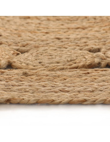 Tappeto in Juta con Design Intrecciato 120 cm Rotondo