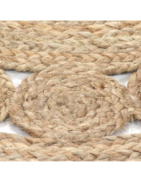 Tappeto in Juta con Design Intrecciato 120 cm Rotondo