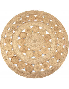 Tappeto in Juta con Design Intrecciato 150 cm Rotondo