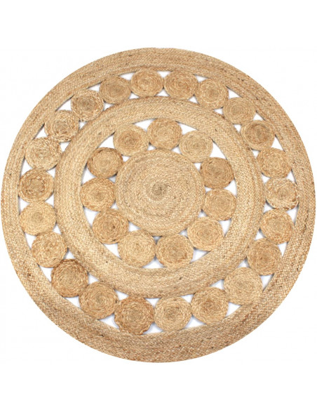 Tappeto in Juta con Design Intrecciato 150 cm Rotondo