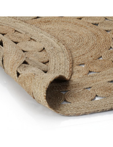 Tappeto in Juta con Design Intrecciato 150 cm Rotondo