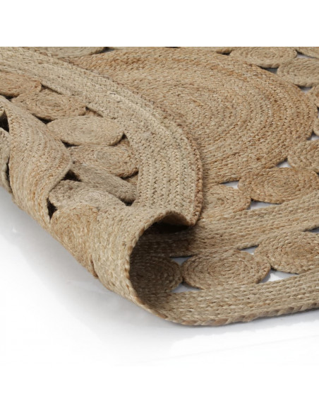 Tappeto in Juta con Design Intrecciato 150 cm Rotondo
