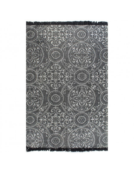 Tappeto Kilim in Cotone 120x180 cm Grigio con Motivi