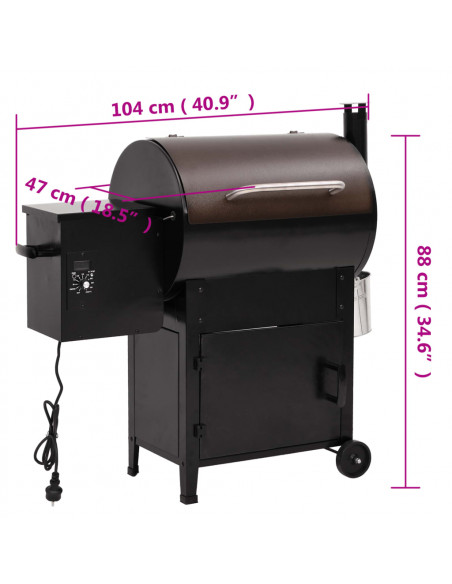 Griglia a Pellet con Camino 104 cm in Ferro Nero