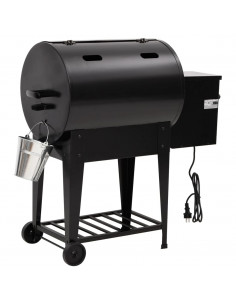 Griglia a Pellet con Ripiano Inferiore 94 cm in Ferro Nero