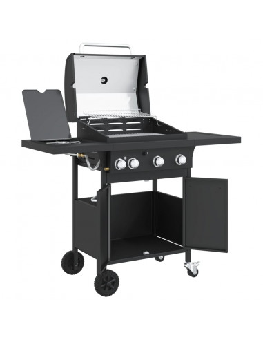 Griglia Barbecue a Gas con 4 Bruciatori Nero in Acciaio