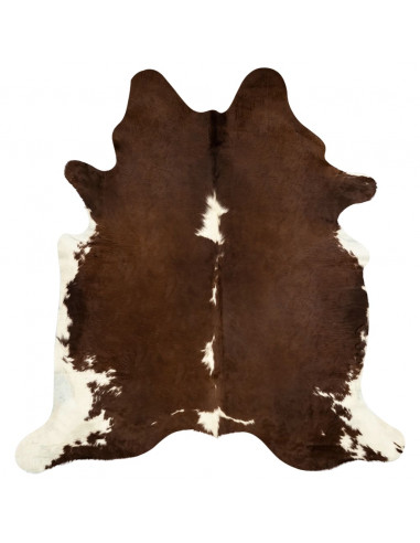 Tappeto in Vera Pelle Bovina Marrone e Bianco 150x170 cm