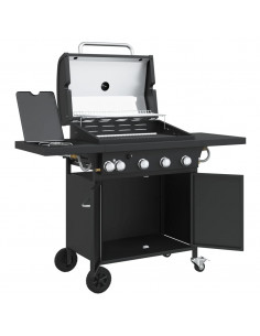 Griglia Barbecue a Gas con 5 Bruciatori Nero in Acciaio