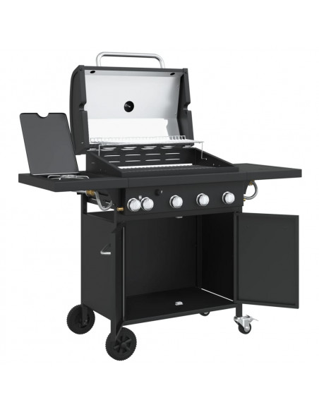 Griglia Barbecue a Gas con 5 Bruciatori Nero in Acciaio