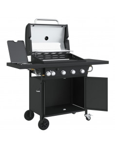 Griglia Barbecue a Gas con 5 Bruciatori Nero in Acciaio