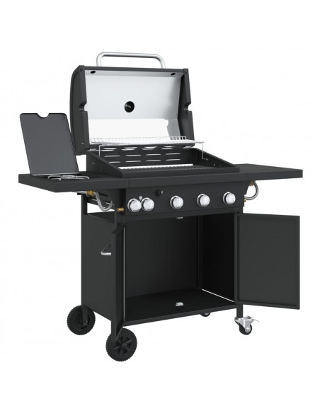 Griglia Barbecue a Gas con 5 Bruciatori Nero in Acciaio