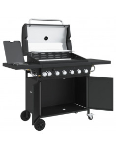 Griglia Barbecue a Gas con 7 Bruciatori Nero in Acciaio