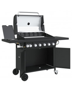 Griglia Barbecue a Gas con 7 Bruciatori Nero in Acciaio