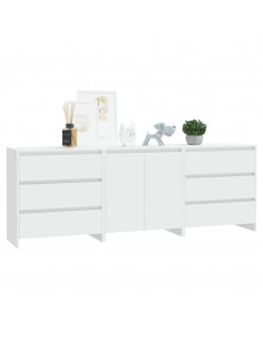 Credenze 3 pz Bianche in Legno Multistrato