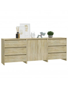 Credenze 3 pz Rovere Sonoma in Legno Multistrato