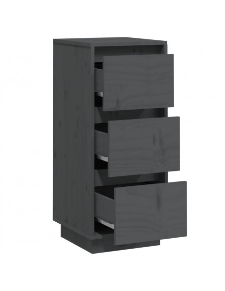 Credenze Grigie 2 pz 32x34x75 cm in Legno Massello di Pino