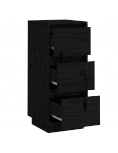 Credenze Nere 2 pz 32x34x75 cm in Legno Massello di Pino