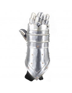 Guanti da Cavaliere Medievale Replica LARP in Argento Acciaio