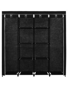 Guardaroba con 4 Scomparti Nero 175x45x170 cm