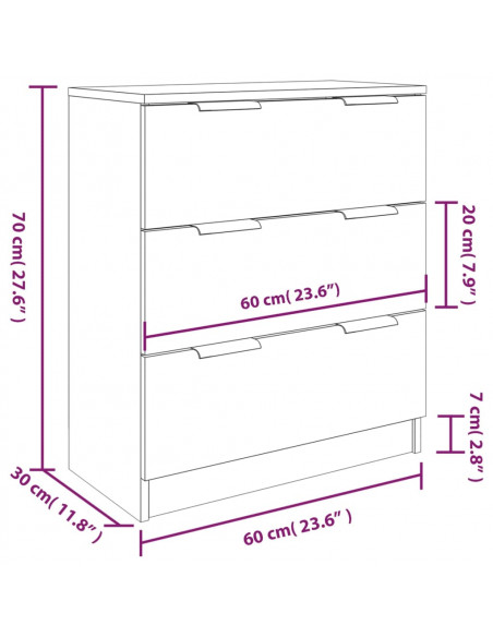 Credenze 3 pz Grigio Cemento in Legno Multistrato