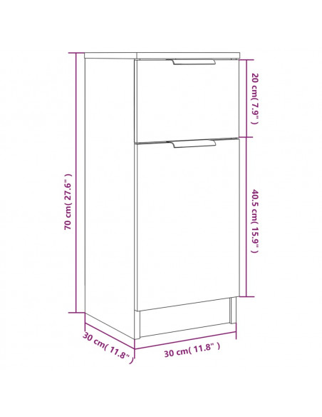 Credenze 2 pz Rovere Sonoma 30x30x70 cm in Legno Multistrato