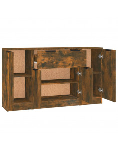 Credenze 3 pz Rovere Fumo in Legno Multistrato