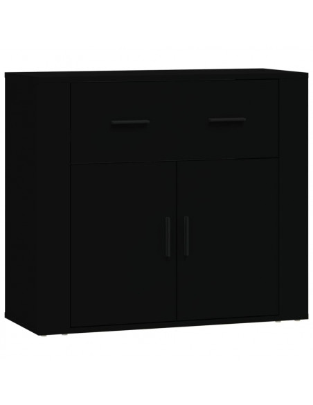 Credenze 3 pz Nere in Legno Multistrato