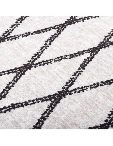 Tappeto Lavabile 80x150 cm Nero e Bianco Antiscivolo
