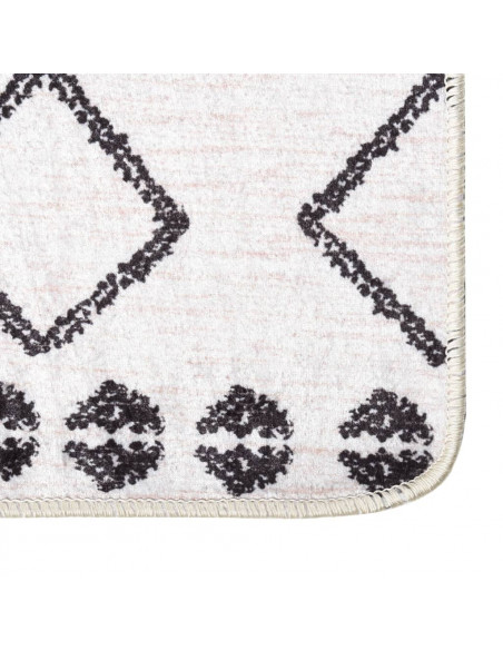 Tappeto Lavabile 80x300 cm Nero e Bianco Antiscivolo