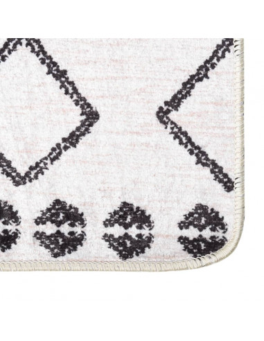 Tappeto Lavabile 160x230 cm Nero e Bianco Antiscivolo