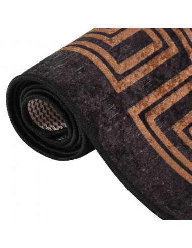Tappeto Lavabile 80x300 cm Nero e Oro Antiscivolo