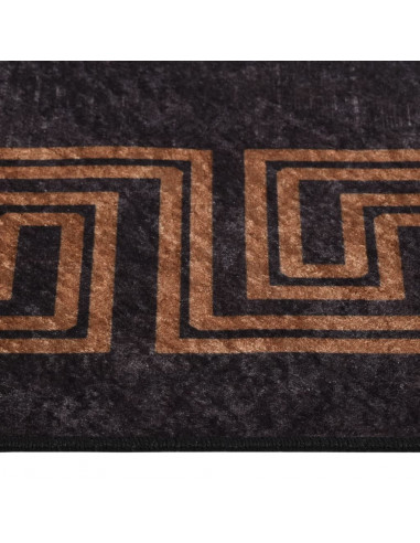 Tappeto Lavabile 120x180 cm Nero e Oro Antiscivolo