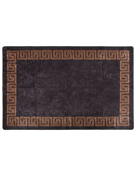 Tappeto Lavabile 160x230 cm Nero e Oro Antiscivolo