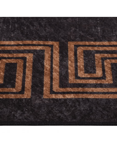 Tappeto Lavabile 160x230 cm Nero e Oro Antiscivolo
