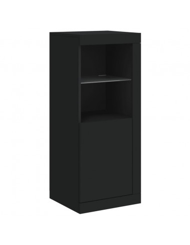 Credenze con Luci LED 3 pz Nere in Legno Multistrato