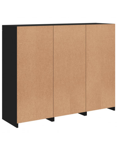 Credenze con Luci LED 3 pz Nere in Legno Multistrato