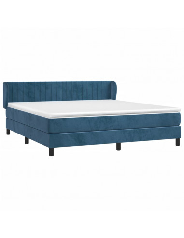 Giroletto a Molle con Materasso Blu Scuro 160x200 cm in Velluto