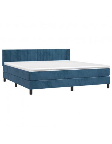 Giroletto a Molle con Materasso Blu Scuro 160x200 cm in Velluto