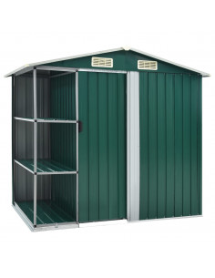 Capanno da Giardino con Scaffali Verde 205x130x183 cm in Ferro 2