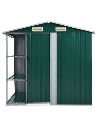 Capanno da Giardino con Scaffali Verde 205x130x183 cm in Ferro