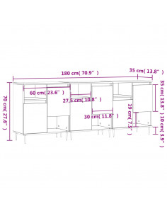 Credenze 3 pz Rovere Sonoma in Legno Multistrato