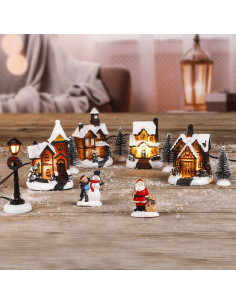 HI Decorazione Natalizia LED Scena Villaggio