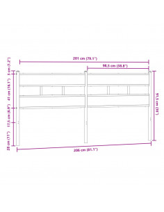 Testiera Rovere Marrone 200 cm in Acciaio e Truciolato