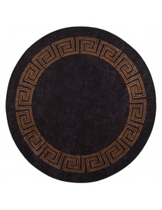 Tappeto Lavabile φ120 cm Nero e Oro Antiscivolo