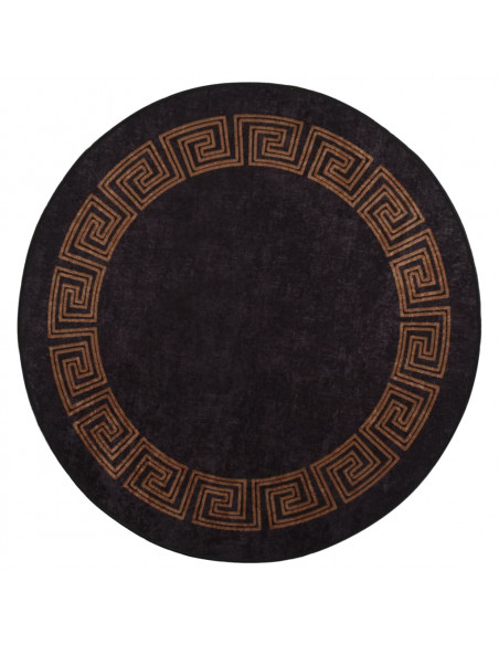 Tappeto Lavabile φ120 cm Nero e Oro Antiscivolo